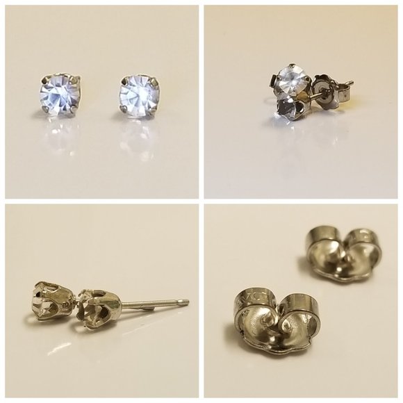 Avon simulated diamond stud earring 4mm (silver) - Picture 1 of 7